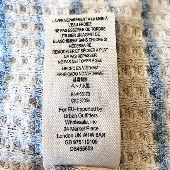 Free People Stripe Dripping Thermal Cowl Top Shirt Blue White Size Medium - Picture 9 of 11